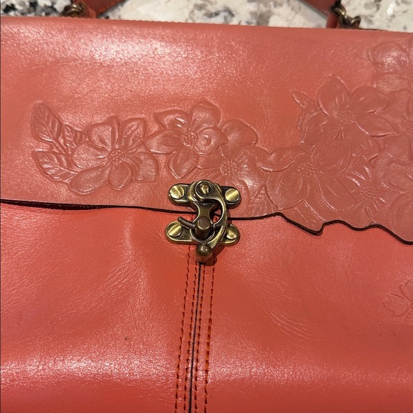 Patricia Nash Coral Embossed Leather Satchel - Picture 14 of 15